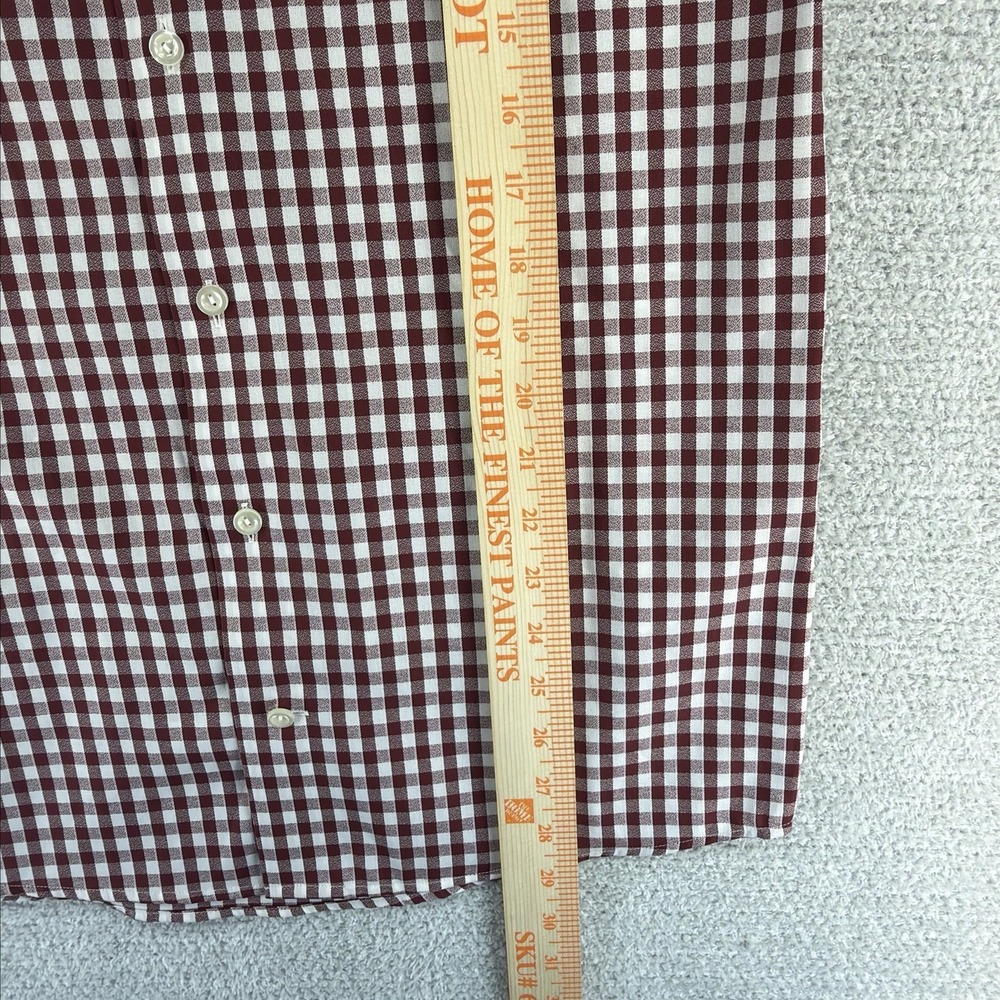 Eton Shirt Mens Med 39 / 15.5 Red White Gingham Check Plaid Slim Fit Button Down - Picture 15 of 16